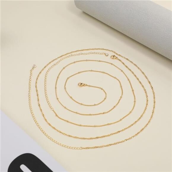 2 PCS 18K Gold Plated Waist Chain Satellite Body Chain Layered rope Waist Chains - Picture 3 of 3